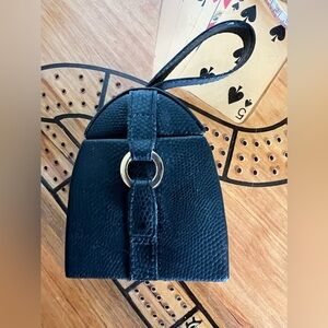 Jewelry box black leather. 3.5” w x 4”tall. Great for travel.